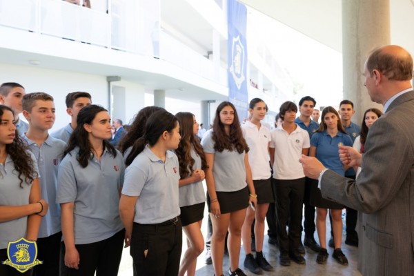 English School students and staff welcomed the Earl of Wessex during his official visit to Cyprus